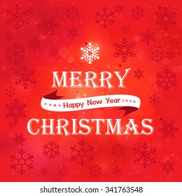 christmas red background with snowflakes