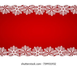 Christmas red background with snowflakes