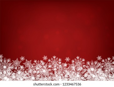 Christmas red background with snowflakes border
