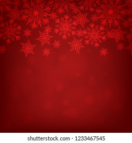 Christmas red background with snowflakes border