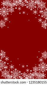 Christmas red background with snowflakes border