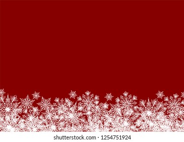 Christmas red background with snowflakes border