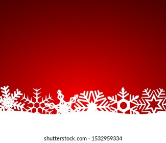 Christmas red background with snowflakes and light