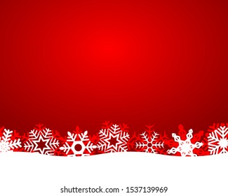 Christmas red background with snowflakes and light