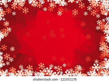 Christmas red background with snowflakes pattern