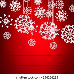Christmas red background with snowflakes pattern. EPS 10