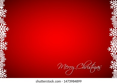 Christmas red background with snowflakes, simple holiday card, modern vector illustration, merry christmas