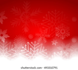 Christmas red background with snowflakes, vector illustration