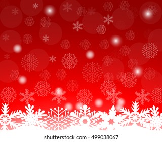Christmas red background with snowflakes, vector illustration