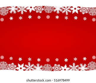 Christmas red background with snowflakes, vector illustration