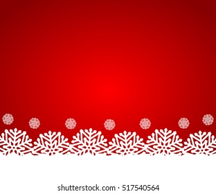 Christmas red background with snowflakes, vector illustration
