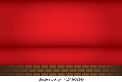 christmas or red background stage with brick vector illustration