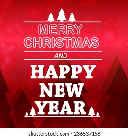 Christmas red background with text. Vector new year illustration.