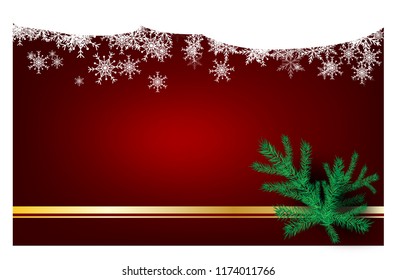 Christmas red background with Christmas tree Happy New Year For Wishing card,greeting cards With golden ribbons vector