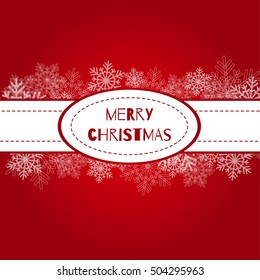Christmas red background with white snowflakes with text 