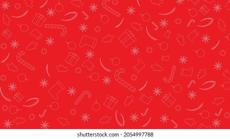 Christmas red background with white vector symbols