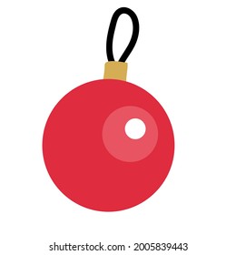 Christmas  red ball bauble. Hand drawn vector illustration isolated on white. Great for xmas and New year greeting cards, posters.