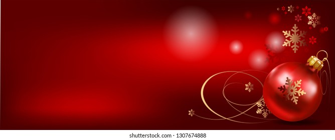 Christmas red ball close-up on an abstract background. Vector graphics
