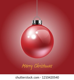 Christmas red ball for decoration. vector illustration.