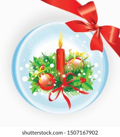 Christmas red ball isolated on a white