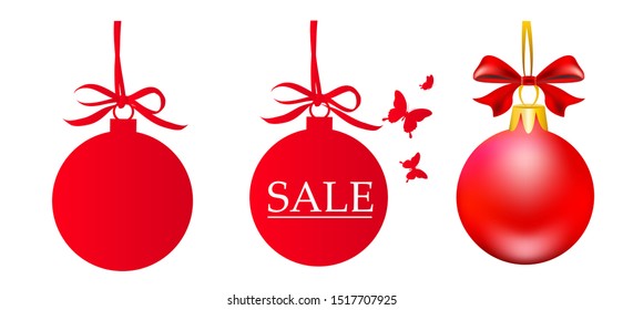 Christmas red ball isolated on a white