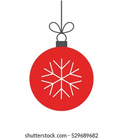 Christmas red ball ornament with snowflake illustration