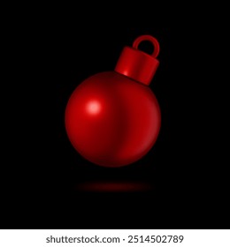 Christmas red ball, realistic vector, light for dark background, simple, minimalism.