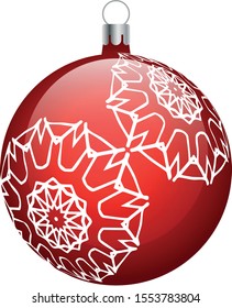 Christmas red ball with snowflake