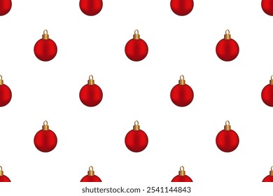 Christmas red balls isolated transparent background Minimal composition vector seamless pattern Winter holiday mood Xmas design template Festive New year decorations Bright template Wrapping paper