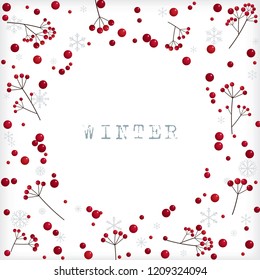 Christmas red berries frame and border vector for decoration all events.