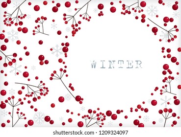 Christmas red berries frame and border vector for decoration all events.