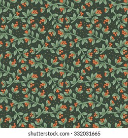 Christmas red berries seamless pattern background. Vector illustration