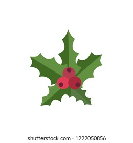 Christmas red berry icon. Flat illustration of christmas red berry vector icon for web design