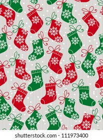 Christmas red and blue socks doodle seamless pattern.