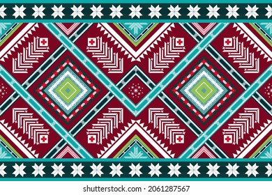 Christmas red blue weave ethnic geometric oriental seamless traditional pattern. design for background, carpet, wallpaper backdrop, clothing, wrapping, batik, fabric. embroidery style. vector.