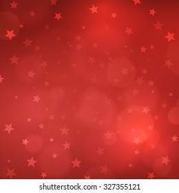 Christmas red blurred background with stars. vector illustration. 