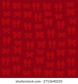 Navidades de fondo de patrón sin fisuras de arco rojo. Un elegante y festivo patrón de Vector sin costuras con siluetas repetitivas de lazos de cinta decorativos en ricos tonos rojos profundos. 