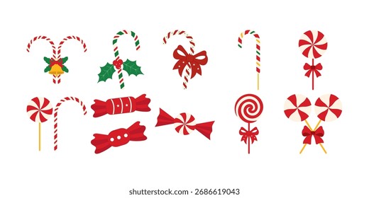 Christmas Red candy Illustration Bundle