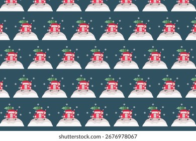 Christmas Red Car Seamless Pattern swatch available in swatches panel, Holiday Winter Design with Snow and Christmas Tree