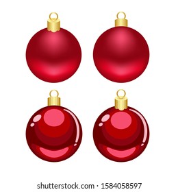 Christmas red cartoon and mesh vector ornaments isolated on white background