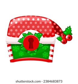 Christmas red chest in hat.