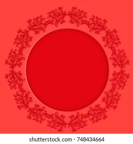christmas red circle card background pattern design ornate