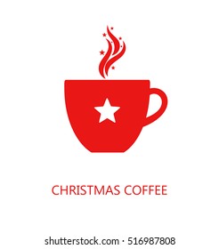 Christmas red coffee cup. Vector illustration