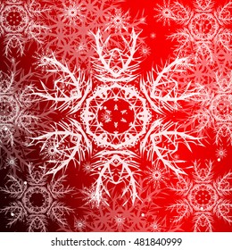 Christmas red color background with snowflakes. vector illustration. graphic arts and design. a series of images for the new year and Christmas