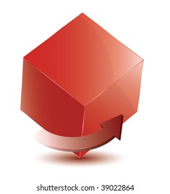 christmas red cube with arrow