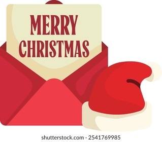 christmas red cute card letter merry winter holly holiday poster