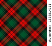 Christmas Red, Dark Green and Black Tartan Plaid Vector Seamless Pattern. Rustic Xmas Background. Traditional Scottish Woven Fabric. Lumberjack Shirt Flannel Textile. Pattern Tile Swatch Included.