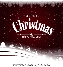 Patrón oscuro de Navidad rojo con silueta de Santa Claus con reno.