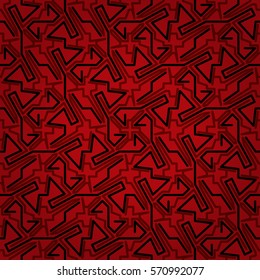 Christmas red decorative seamless pattern in alien style. Vector background. Vivid, graphic design for ads, web, packing-paper or other purpose. Knotty tessellated repeatable backdrop.