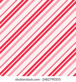 Christmas red diagonal stripes seamless pattern. Candy cane striped background.